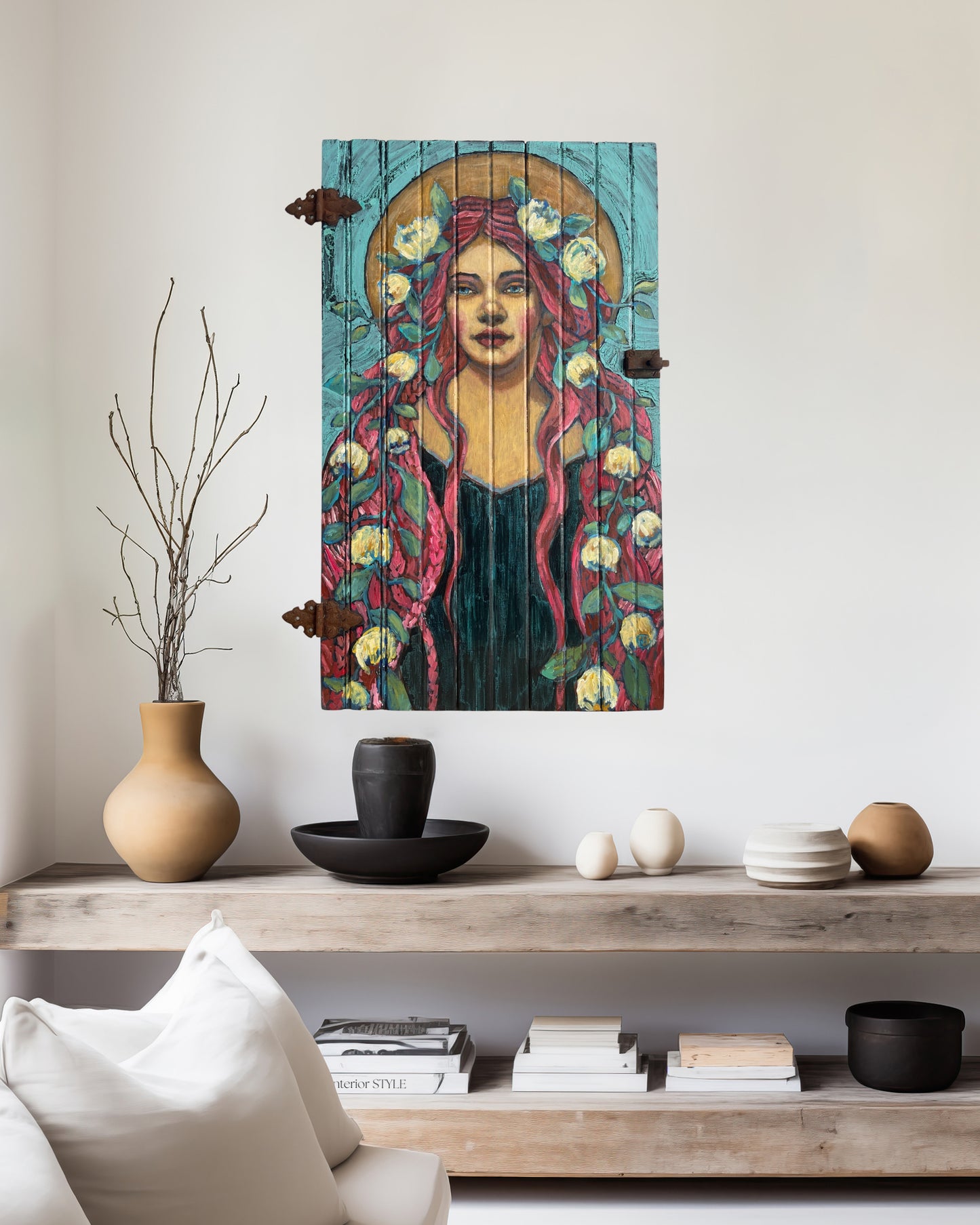 Angel Bride Rustic Cupboard Door Painting