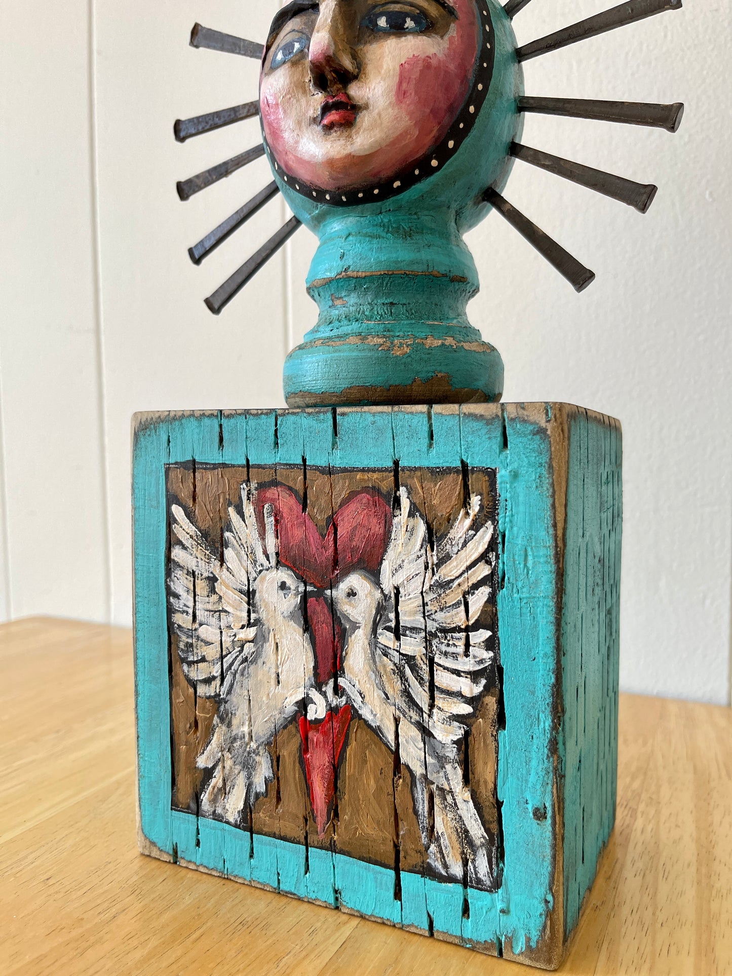 Love Birds Saint Head Art Doll Sculpture