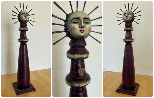 Upcycled Saint Iconic Art Doll (burgundy)